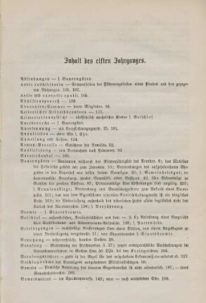 Inhalt des elften Jahrganges