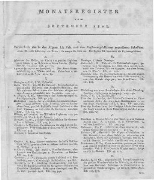 Monatsregister vom September 1825