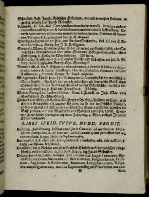 Libri Iurid. Futur. Nund. Prodit.