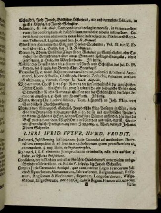 Libri Iurid. Futur. Nund. Prodit.