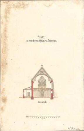 Dolmetsch, Heinrich; Ulm - Söflingen; Christuskirche mit Pfarrhaus - Querschnitt