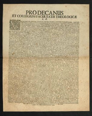 Pro-Decanus Et Collegium Facultatis Theologicae L. S.