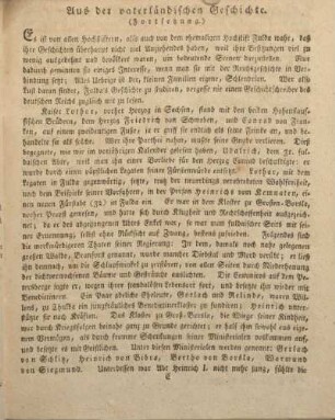 Aus der vaterländischen Geschichte.