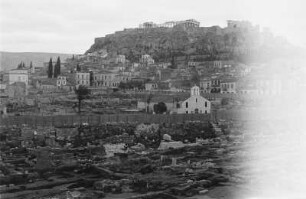 Akropolis : Ansicht Athens mit dem die Stadt überragenden Akropolisfelsen.