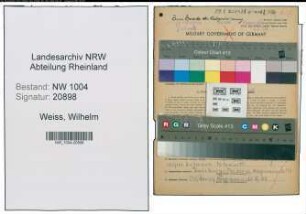 Entnazifizierung Wilhelm Weiss , geb. 21.04.1908 (Streckenarbeiter)