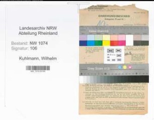 Entnazifizierung Wilhelm Kuhlmann , geb. 04.08.1899 (Lehrer)