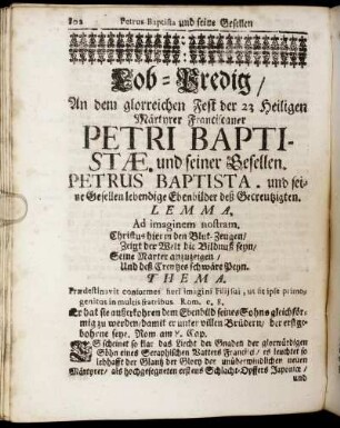 [Zwey und viertzigste] Lob-Predig, Petrus Baptista und seine Gesellen lebendige Ebenbilder deß Gecreutzigten – [Sechs und viertzigste] Lob-Predig, Agnetis Triumphirliche Schwachheit