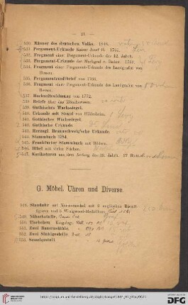 G. Möbel, Uhren und Diverse (Nr. 548 - 561)