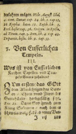 3. Von Eusserlichen Tempeln.