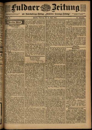 Zweite Ausgabe vom Samstag, den 22. April 1899.