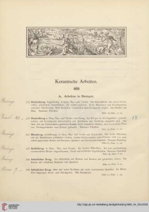 Keramische Arbeiten (Nr. 725 - 871)