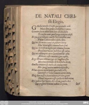 De Natali Christi Elegia.