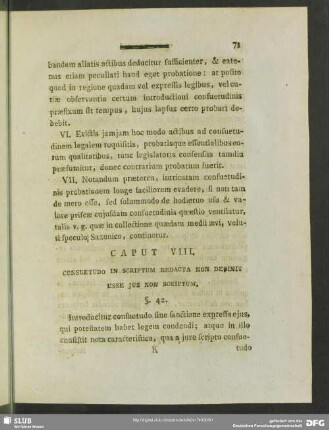 Caput VIII. Consuetudo In Scriptum Redacta Non Desinit Esse Jus Non Scriptum