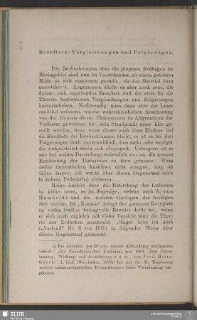 Resultate, Vergleichungen und Folgerungen