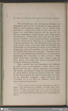 Resultate, Vergleichungen und Folgerungen