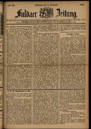 Ausgabe vom Mittwoch, den 16. September 1885.