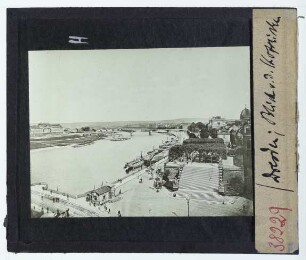 Dresden, Katholische Hofkirche,Dresden, Carolabrücke : Blick auf die Elbe