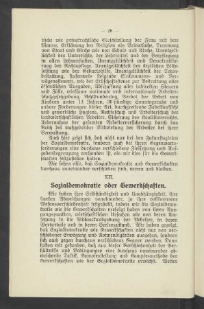 XII. Sozialdemokratie oder Gewerkschaften