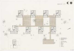 Deutsches Studentenwohnheim in der Cité Universitaire de Paris: Grundriss Obergeschosse, 1:200
