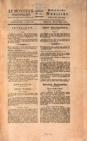 Le Moniteur westphalien : gazette officielle = Westphälischer Moniteur : offizielle Zeitung. 1808,4/6