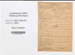 Entnazifizierung Friedrich Gott, geb. 17.11.1907 (Beamter)