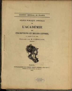 Séance publique annuelle de l'Académie des Inscriptions et Belles-Lettres, 1856