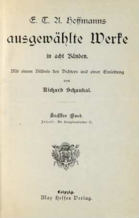 Bd. 6: Die Serapionsbrüder II.