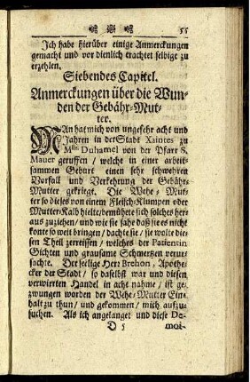 Siebendes Capitel. Anwendungen über die Wunden der Gebähr-Mutter.