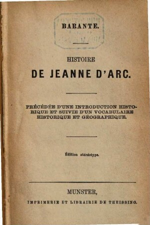 Histoire de Jeanne d'Arc : précédée d'une introduction historique et suivie d'un vocabulaire historique et géographique