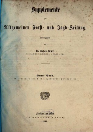 Allgemeine Forst- und Jagdzeitung. Supplemente, 1. 1858