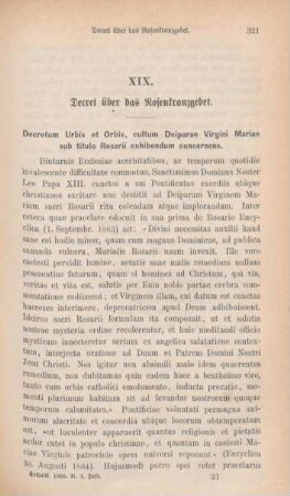 321-323 Decret über das Rosenkranzgebet
