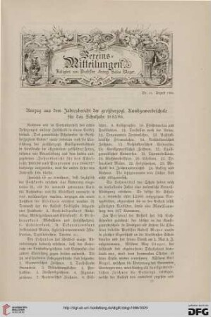 Vereinsmitteilungen Nr. 11 (August 1886)