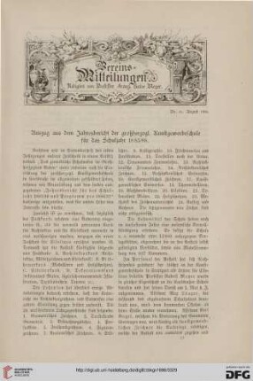 Vereinsmitteilungen Nr. 11 (August 1886)