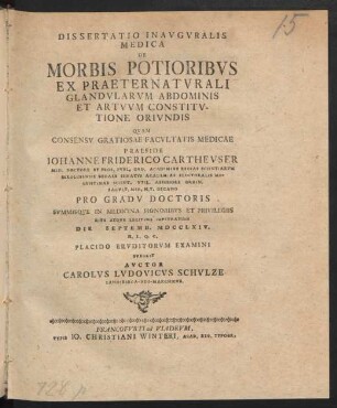 Dissertatio Inauguralis Medica De Morbis Potioribus Ex Praeternaturali Glandularum Abdominis Et Artuum Constitutione Oriundis