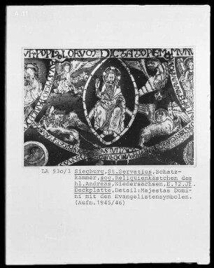 Deckel, Majestas Domini mit den Evangelistensymbolen