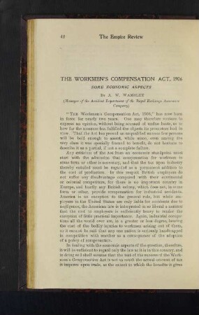 The Workmen's Compensation Act, 1906