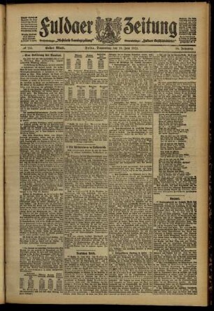 Erste Ausgabe vom Donnerstag, den 13. Juni 1912.