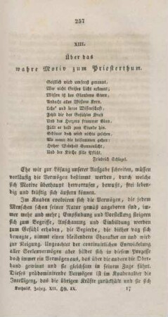 257-277 Ueber das wahre Motiv zum Priesterthum