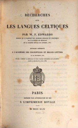 Recherches sur les langues celtiques