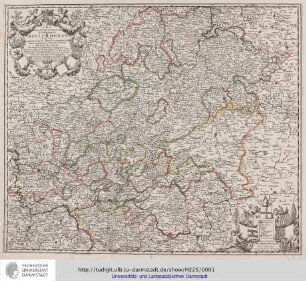 Pars septentrionalior superioris circuli Rhenani in quo funt Landgraviatus Hasso-Casselensis, Darmstadiensis et Rhenofeldensis, Abbatia Fuldensis, Principatus Waldeck ...