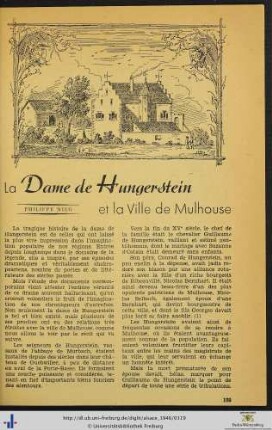 La Dame de Hungerstein et la Ville de Mulhouse.