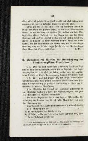 Satzungen des Vereins für Unterstüzung der dienstuntauglichen Schullehrer