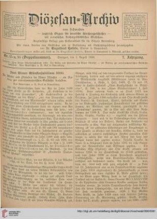 7: Zum Ulmer Münsterjubiläum 1890. Die Altäre und Pfründen im Ulmer Münster, [2] : ein Beitrag zur vorreformatorischen Geschichte desselben