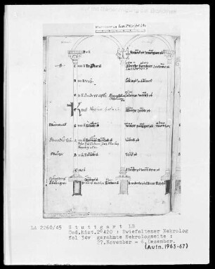 Necrologium Zwiefaltense — Gerahmte Nekrologseite, Folio 34verso