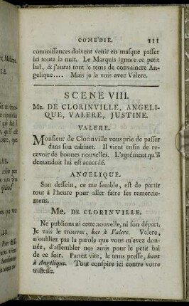 Scene VIII. Me. De Clorinville, Angelique, Valere, Justine
