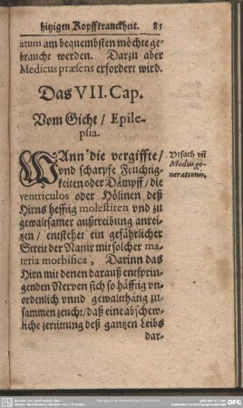 Das VII. Cap. Vom Gicht, Epilepsia