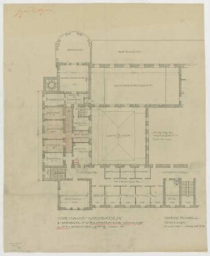 Thiersch, Friedrich von; Wiesbaden; Kurhaus - Restauratorenwohnung Nordflügel 1. OG(Grundriss)