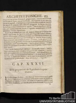 Cap. XXXVI Delle proportioni de'sopradetti cinque ordini