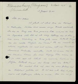Nr. 11: Brief von Alfred Haar an David Hilbert, Klausenburg, 11.9.1917