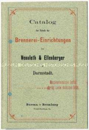 Katalog über Brennerei-Einrichtungen